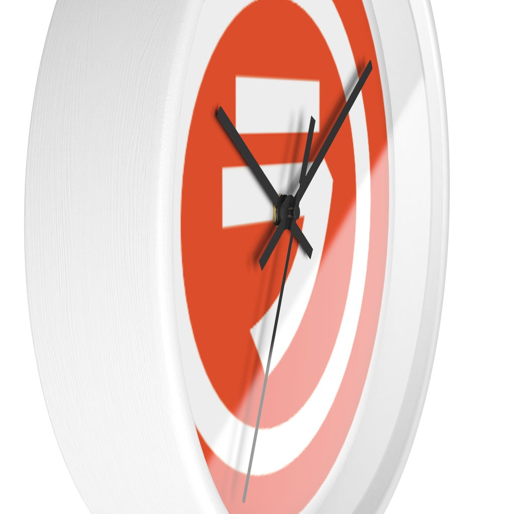 Bold Retro Shield Wall Clock — Orange Target Logo Timepiece