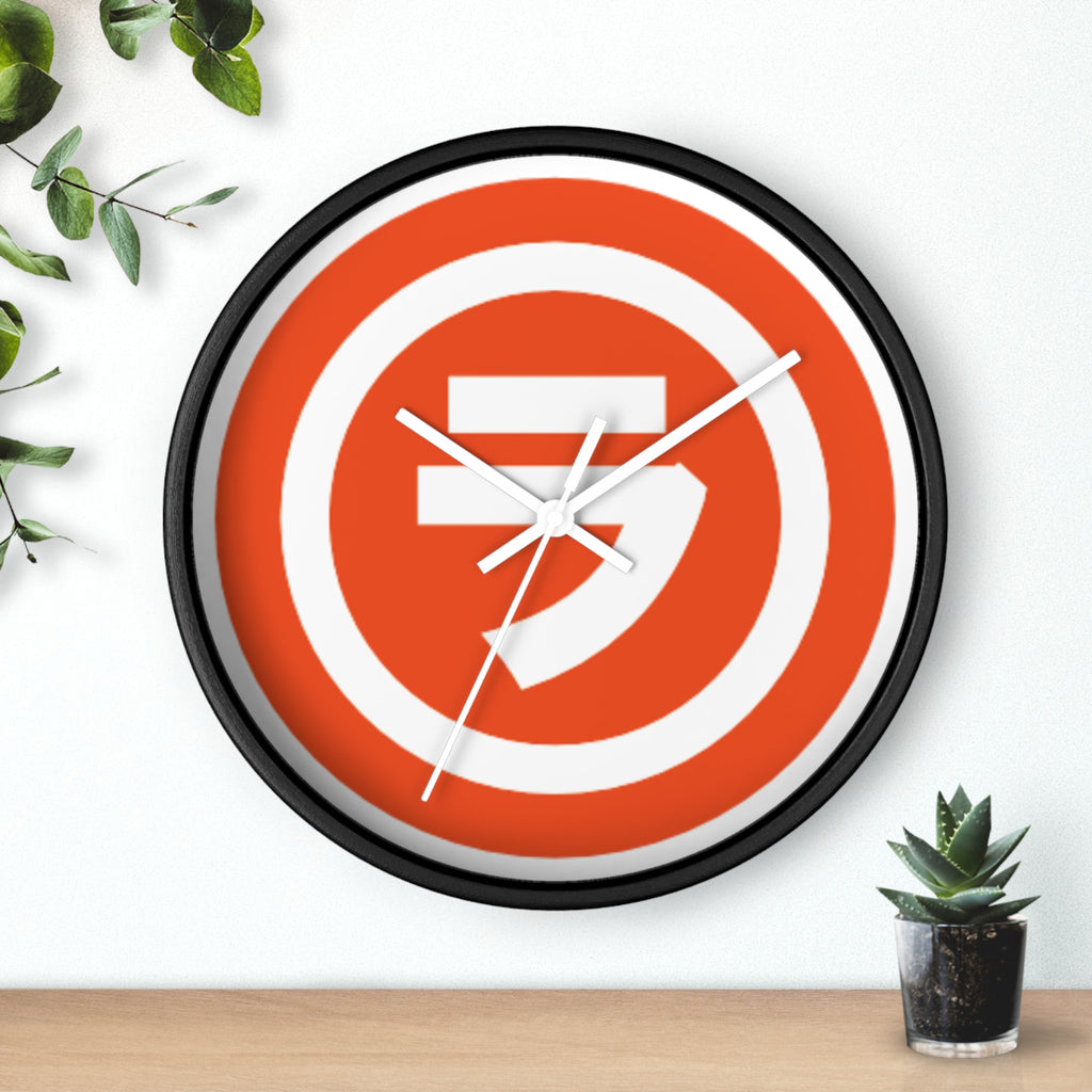 Bold Retro Shield Wall Clock — Orange Target Logo Timepiece