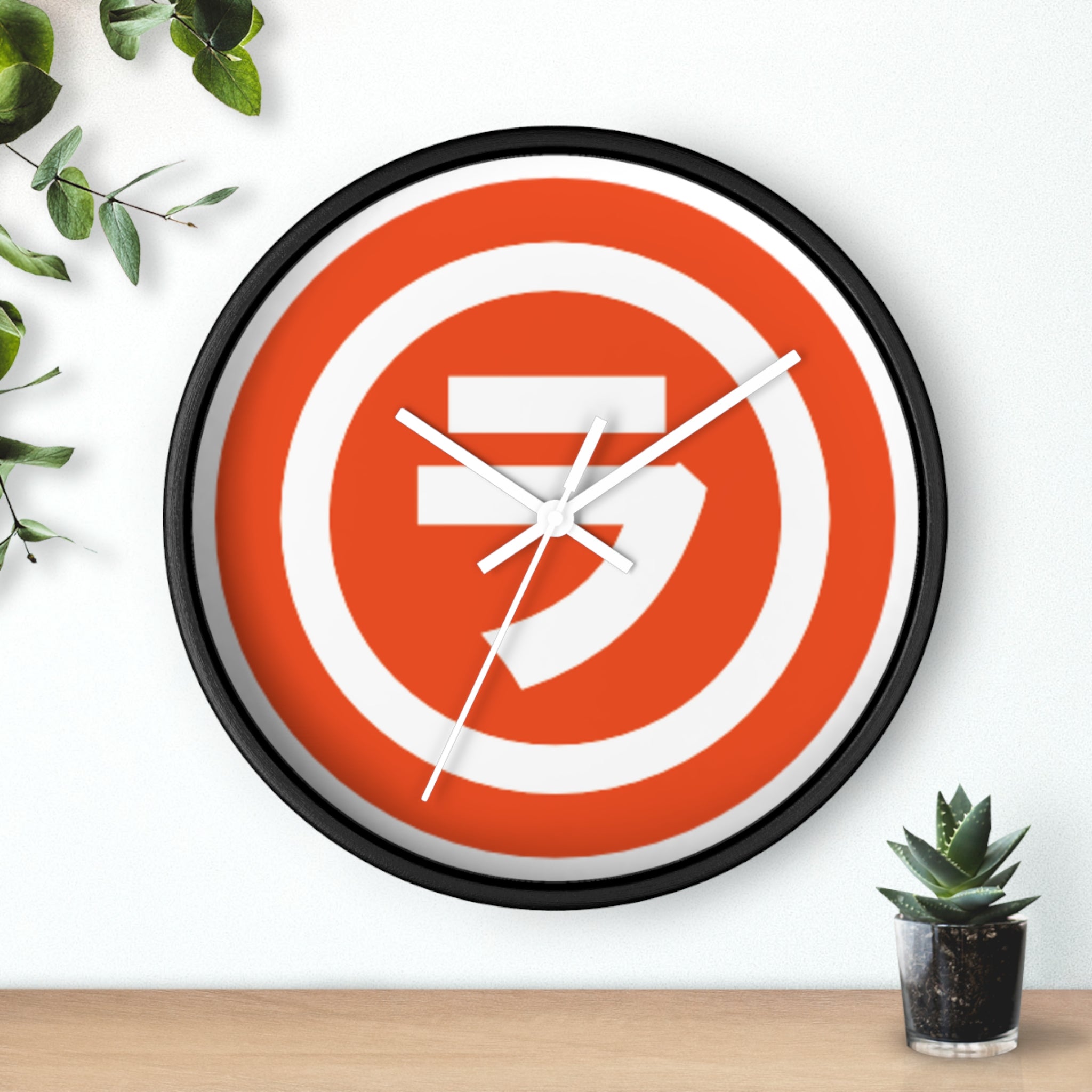 Bold Retro Shield Wall Clock — Orange Target Logo Timepiece