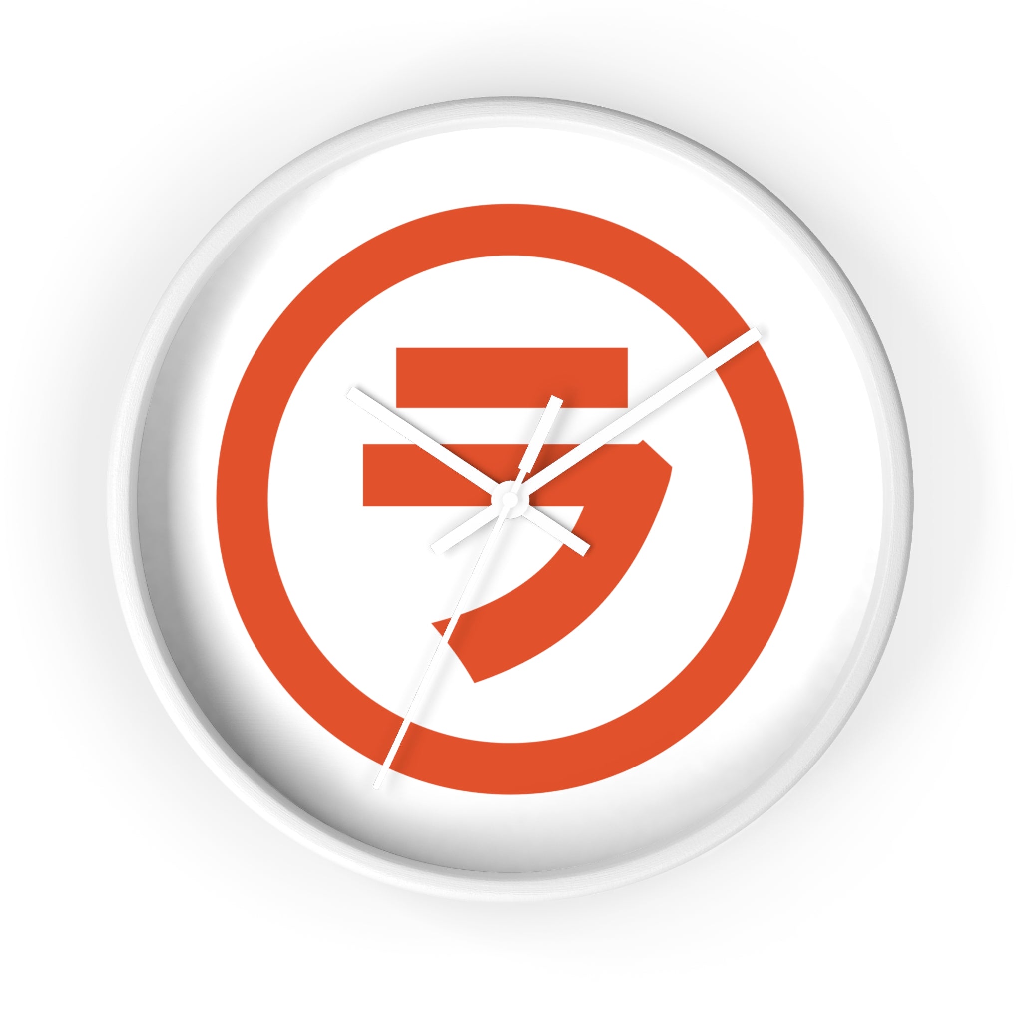 Modern Orange Emblem Wall Clock – Minimalist Geometric Home Decor