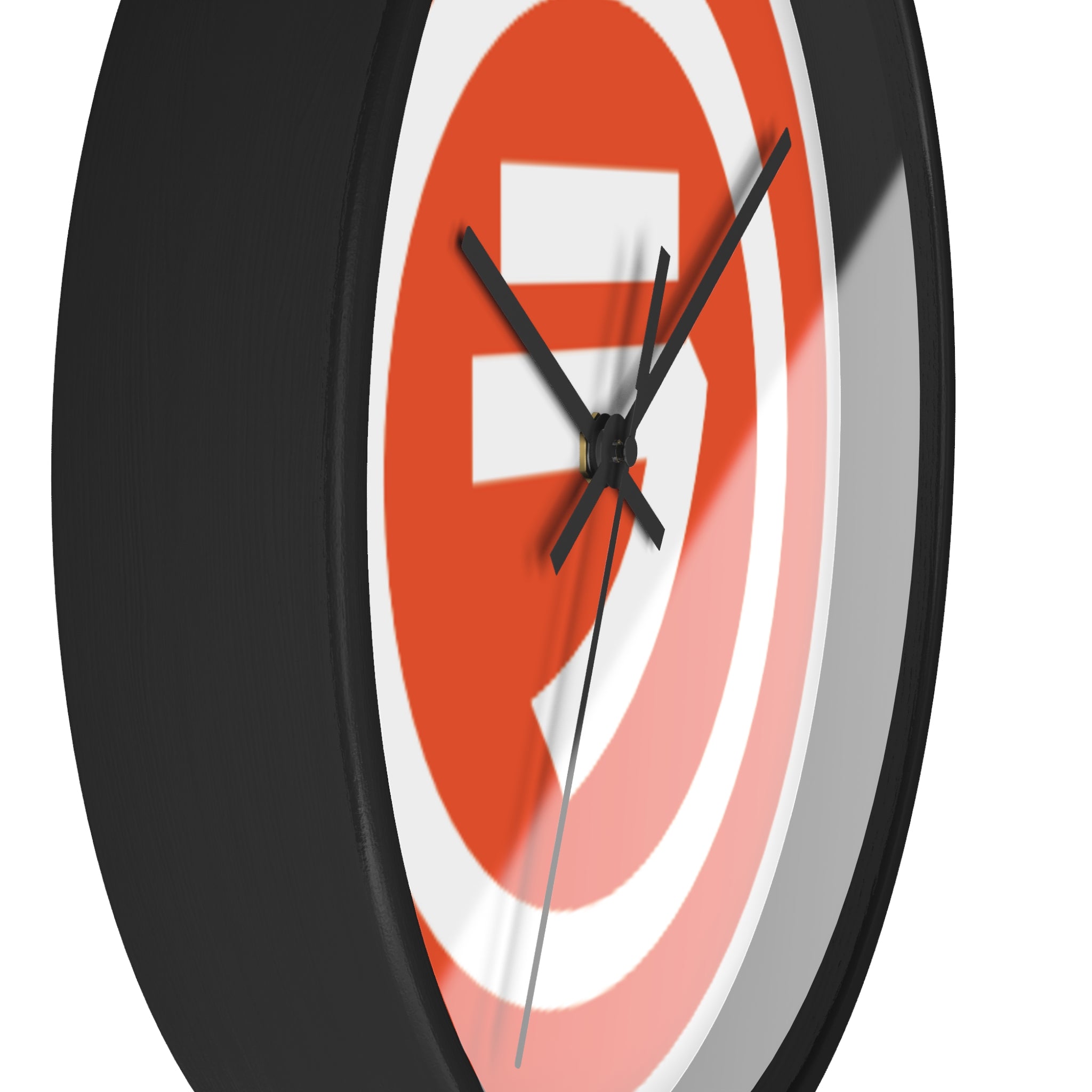 Bold Retro Shield Wall Clock — Orange Target Logo Timepiece