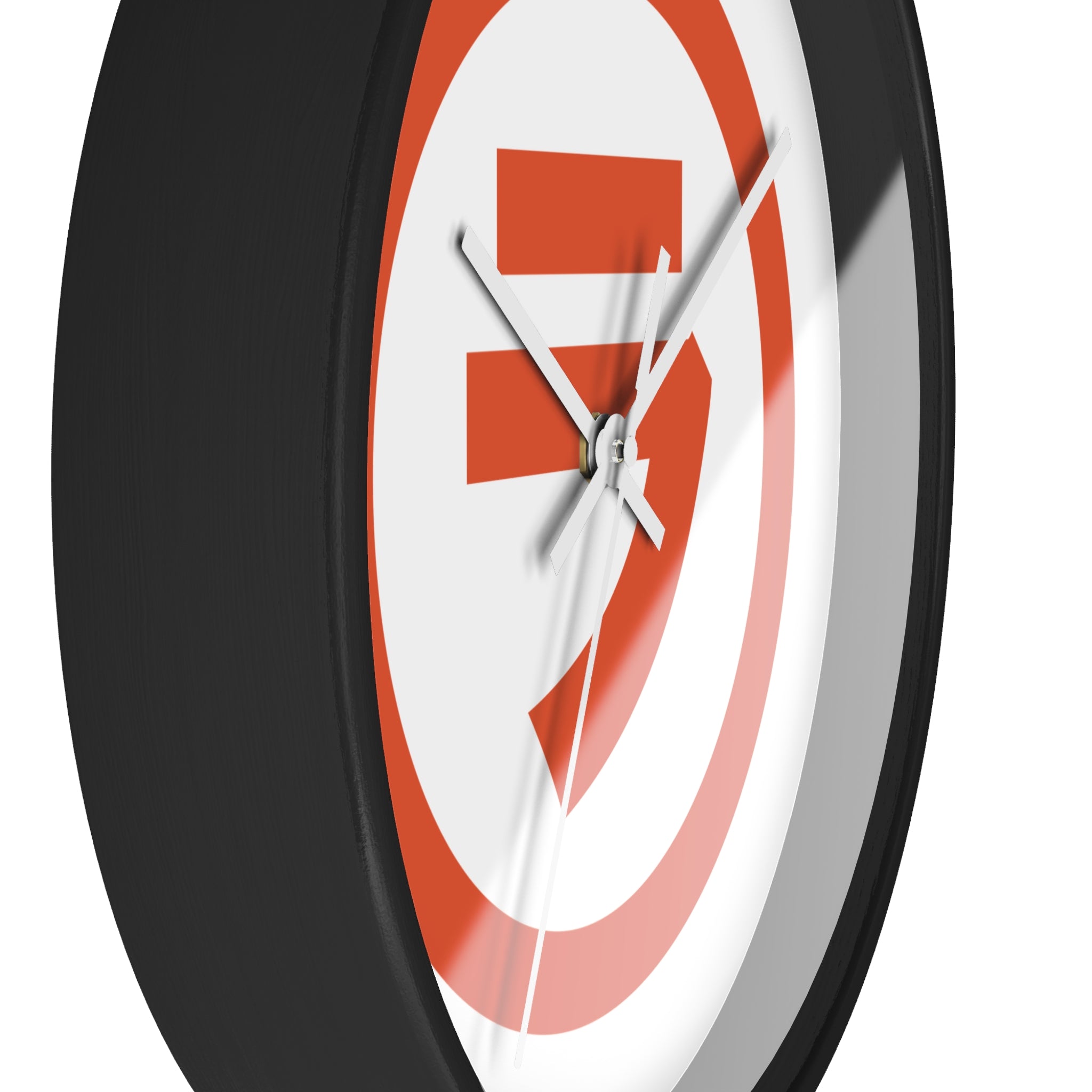 Modern Orange Emblem Wall Clock – Minimalist Geometric Home Decor