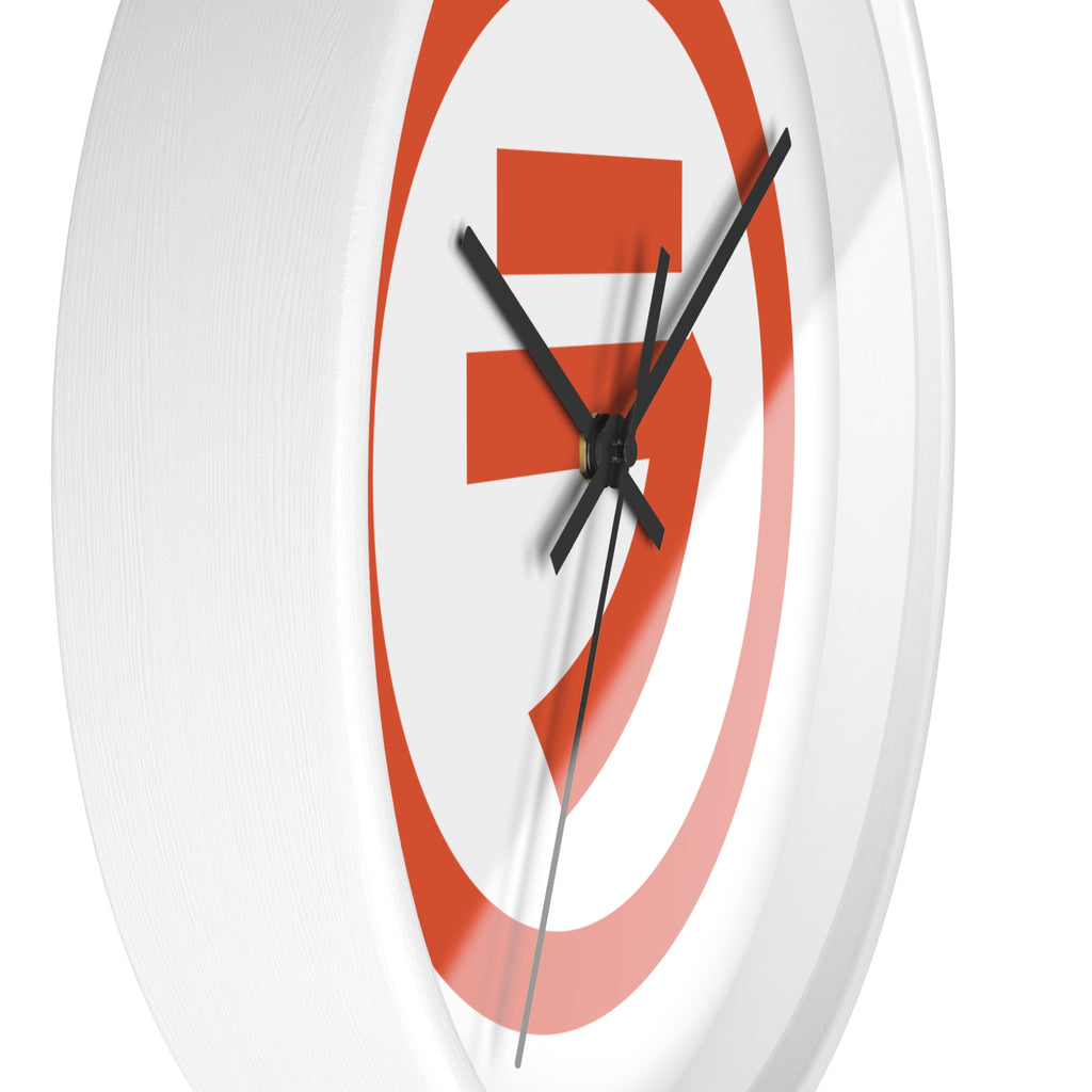 Modern Orange Emblem Wall Clock – Minimalist Geometric Home Decor