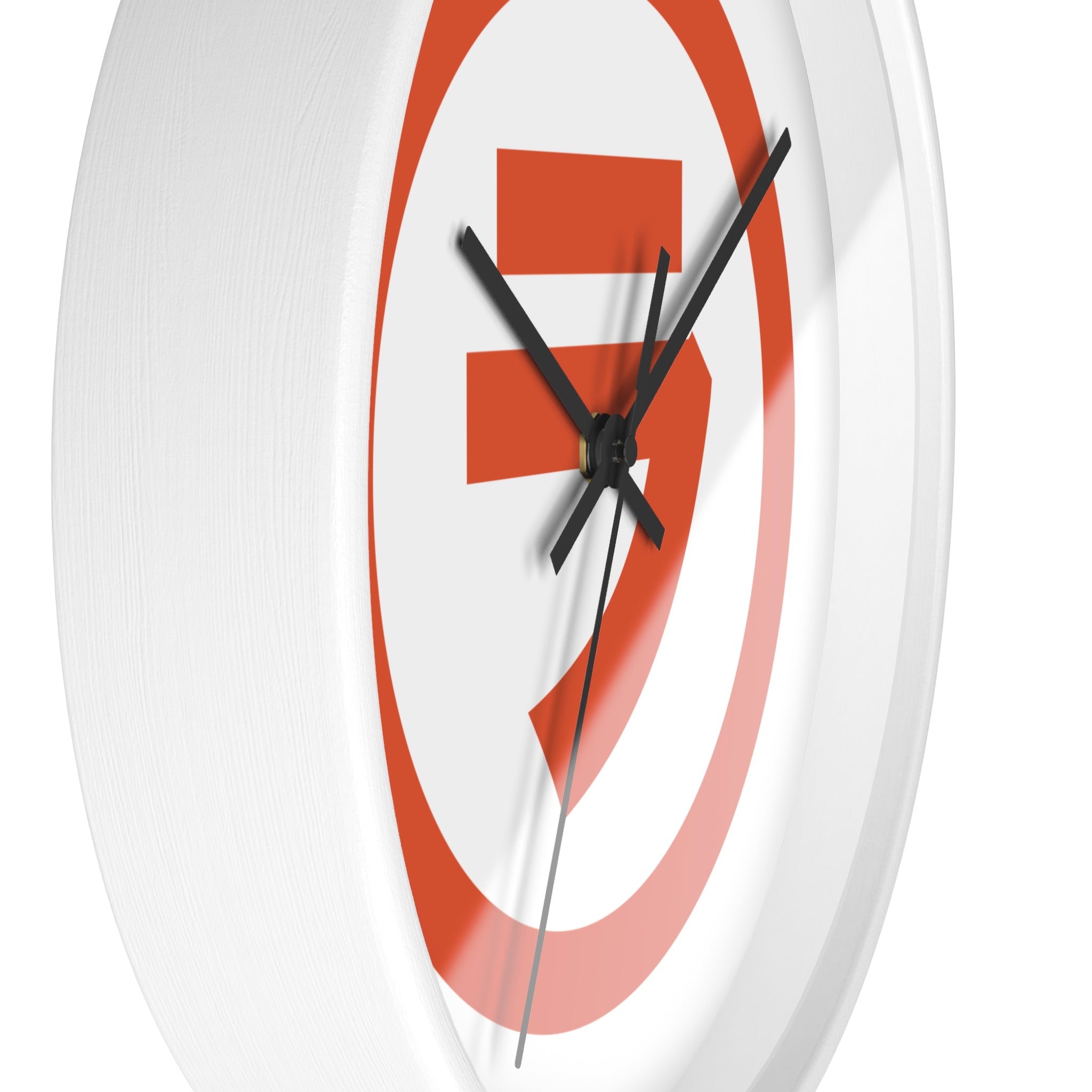 Modern Orange Emblem Wall Clock – Minimalist Geometric Home Decor
