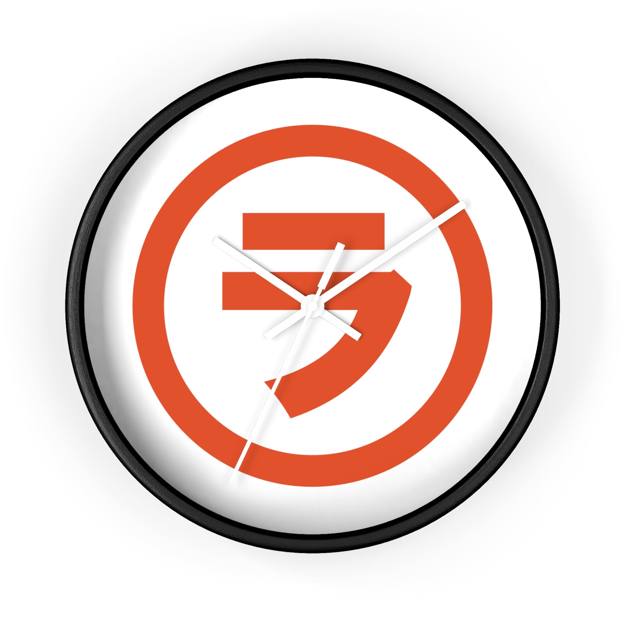 Modern Orange Emblem Wall Clock – Minimalist Geometric Home Decor
