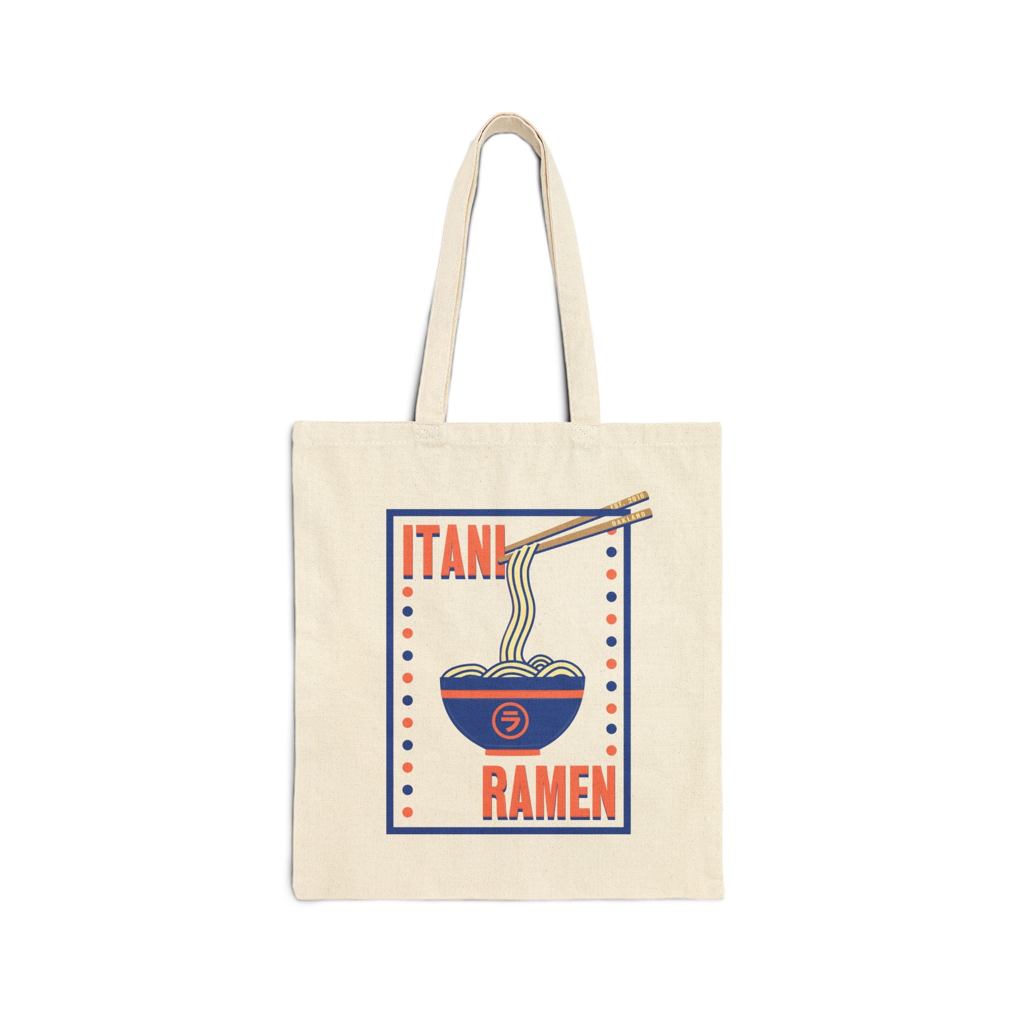 Bluee/Orange Bowl Itani Ramen Cotton Canvas Tote Bag