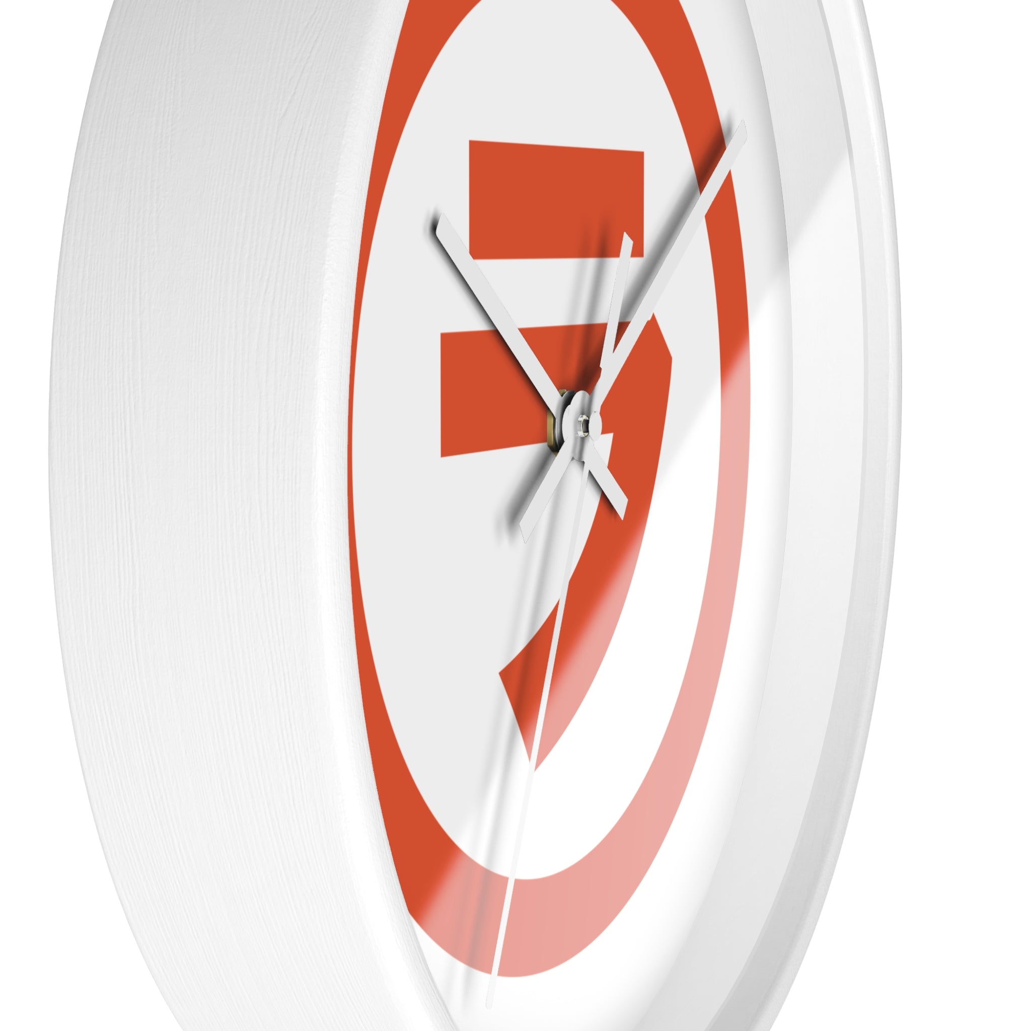 Modern Orange Emblem Wall Clock – Minimalist Geometric Home Decor