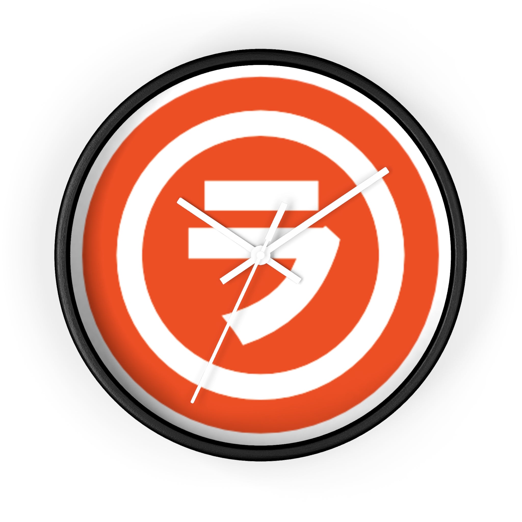 Bold Retro Shield Wall Clock — Orange Target Logo Timepiece