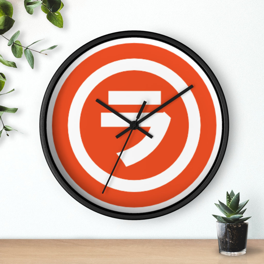 Bold Retro Shield Wall Clock — Orange Target Logo Timepiece