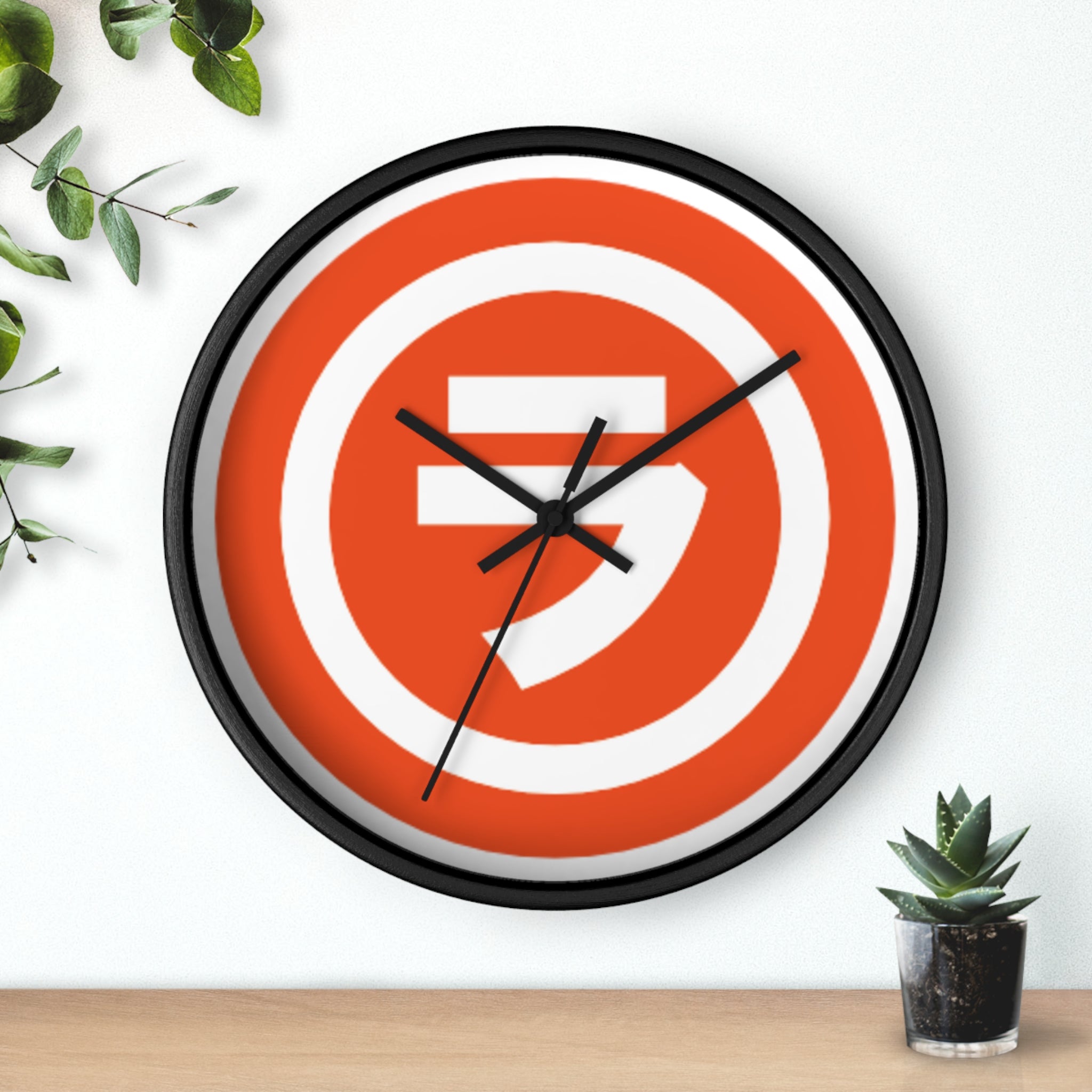 Bold Retro Shield Wall Clock — Orange Target Logo Timepiece