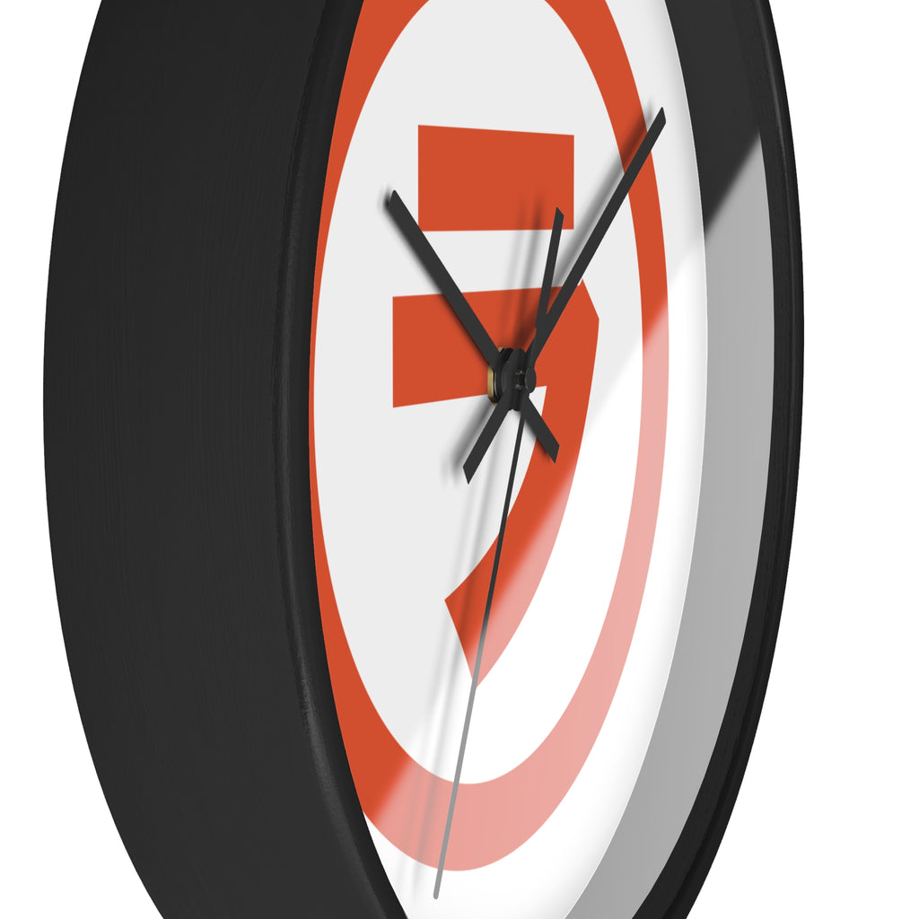Modern Orange Emblem Wall Clock – Minimalist Geometric Home Decor