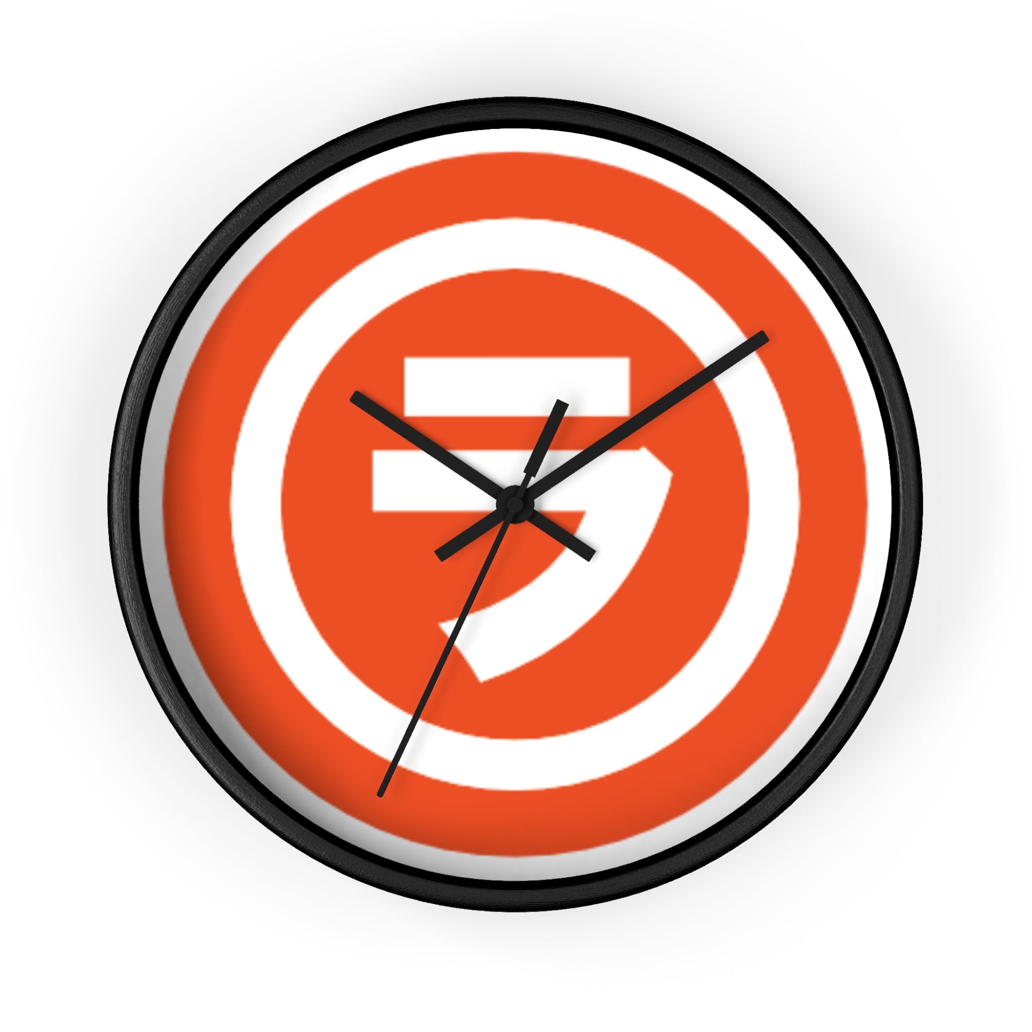 Bold Retro Shield Wall Clock — Orange Target Logo Timepiece