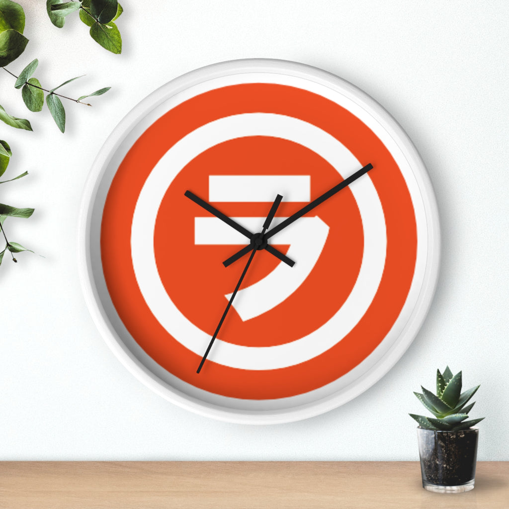 Bold Retro Shield Wall Clock — Orange Target Logo Timepiece
