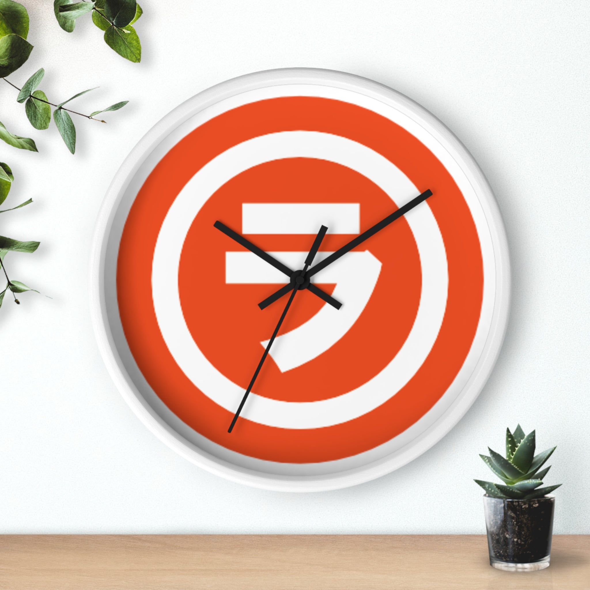 Bold Retro Shield Wall Clock — Orange Target Logo Timepiece