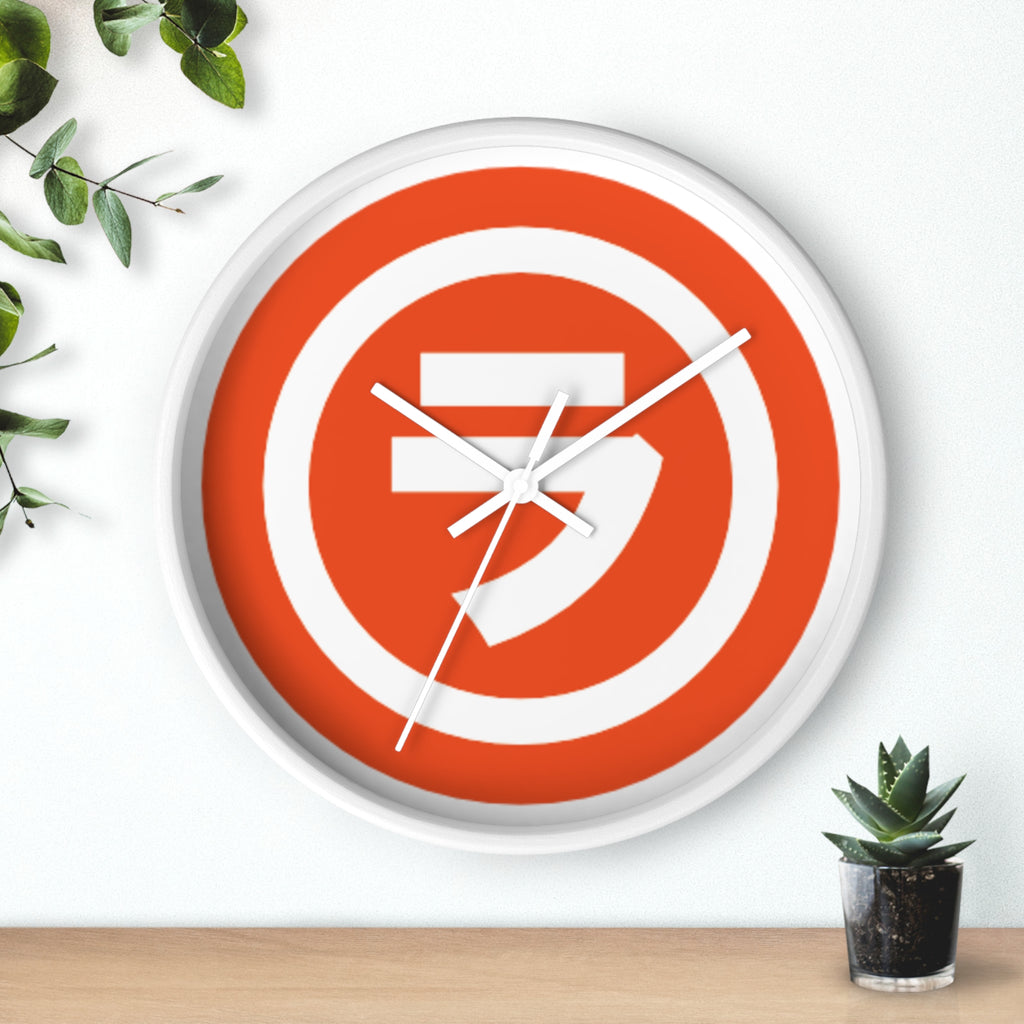 Bold Retro Shield Wall Clock — Orange Target Logo Timepiece