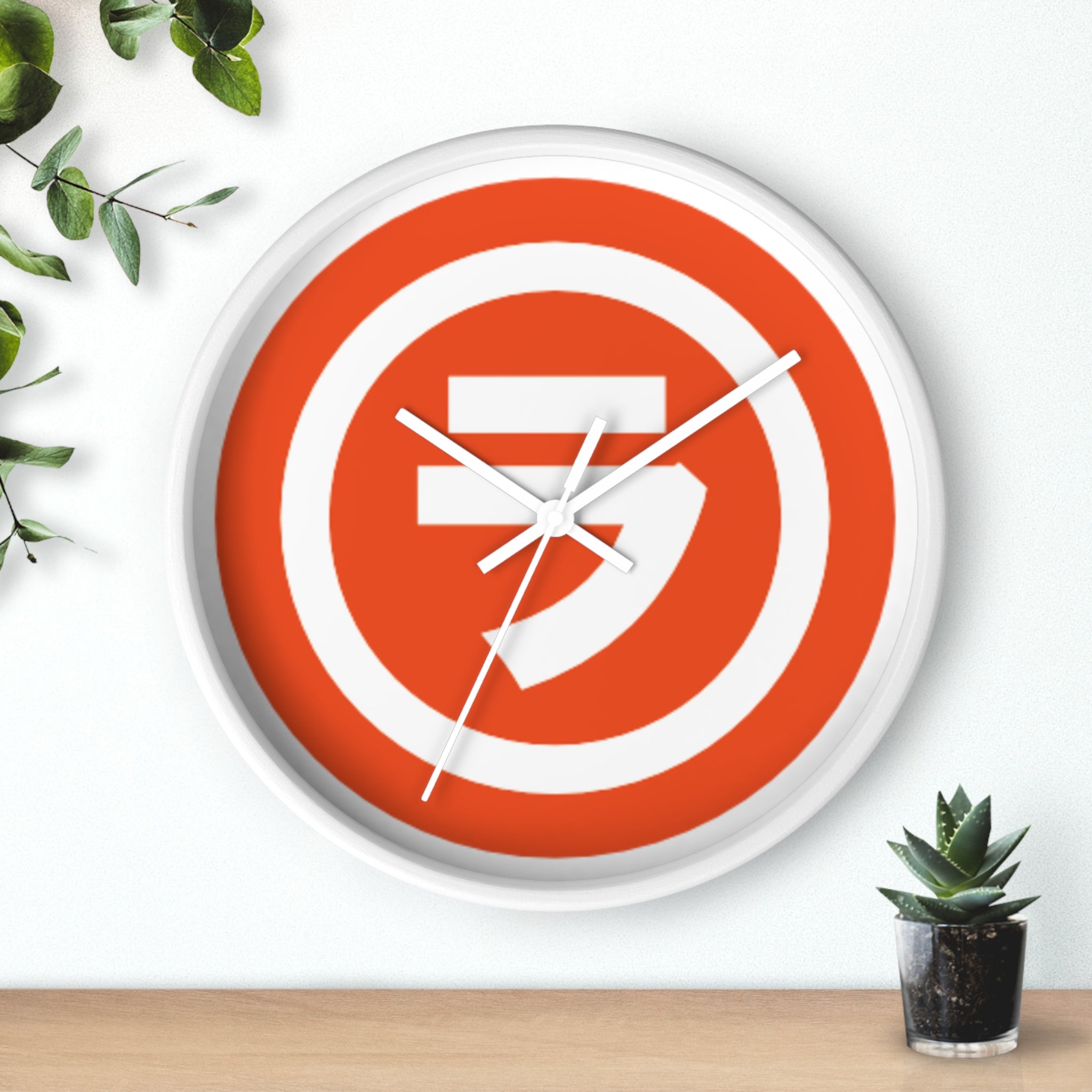 Bold Retro Shield Wall Clock — Orange Target Logo Timepiece