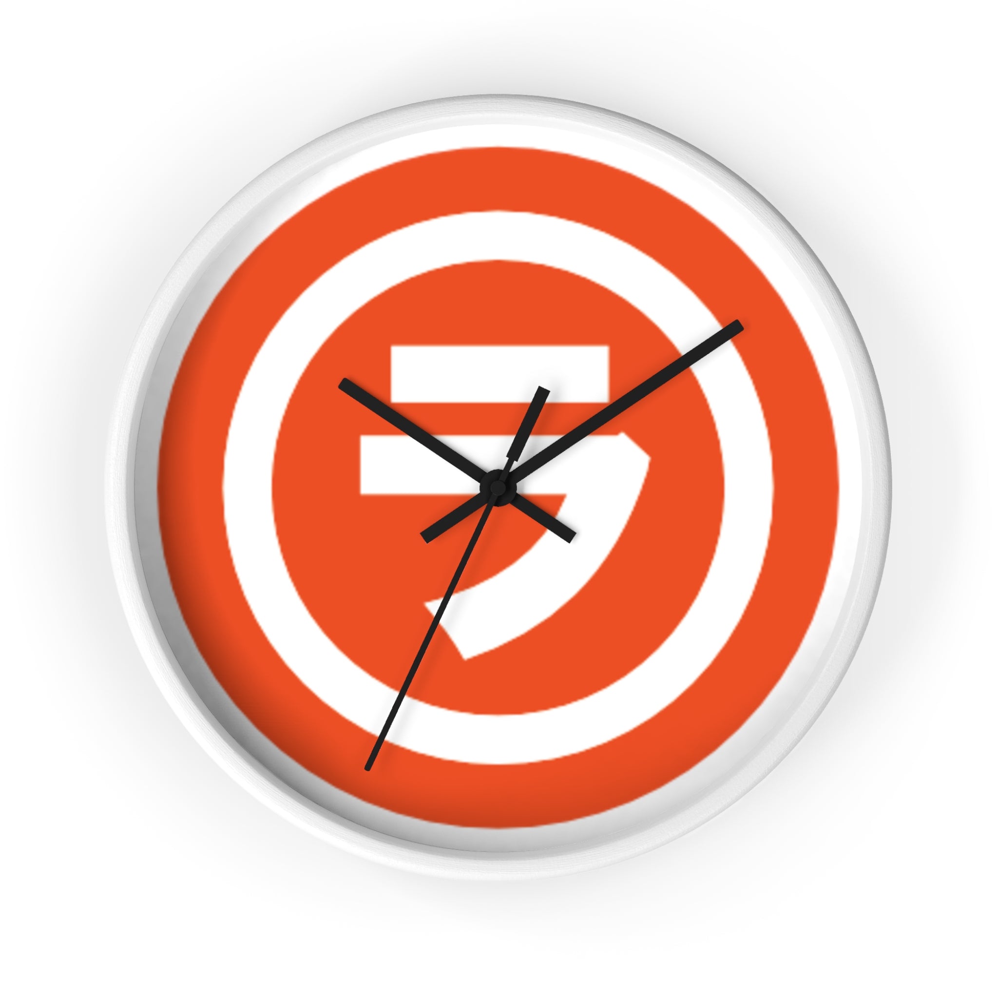 Bold Retro Shield Wall Clock — Orange Target Logo Timepiece
